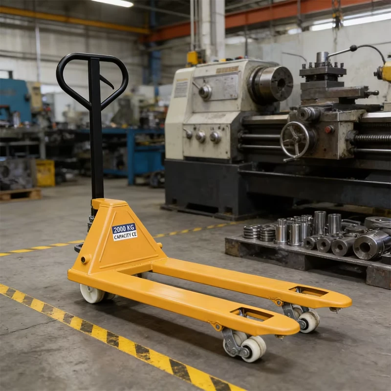 2 Ton Manual Forklift Truck with Rubber Wheels 2000kg Hand Pallet Handling