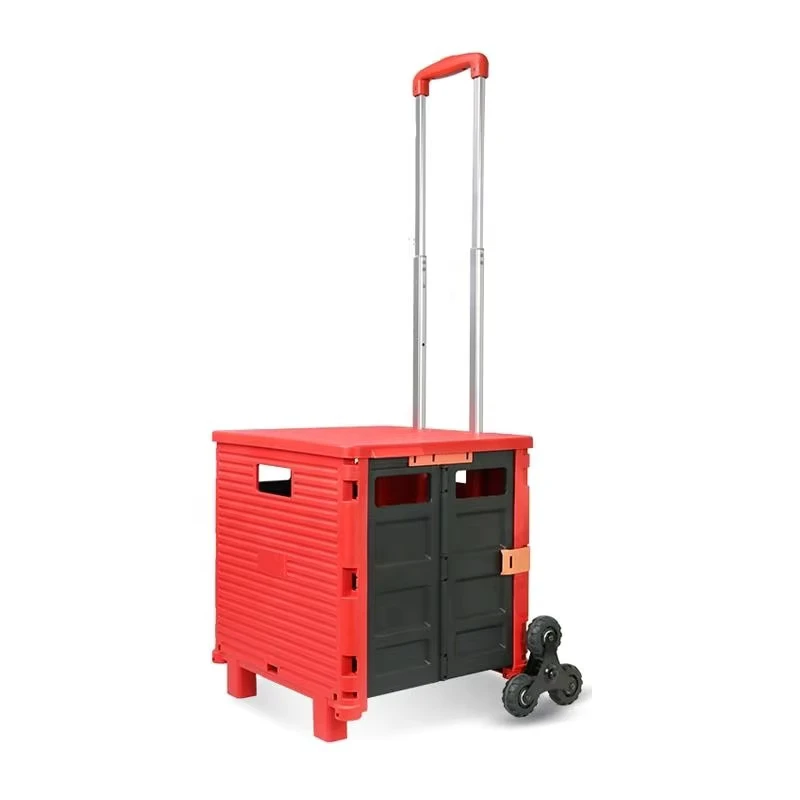 2 Wheel Plastic Roll Container Hand Trolley Folding Shopping Cart OEM Small Personal Use