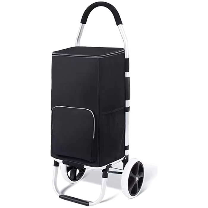 2 Wheels 40 Inch Handle Height Utility Cart Oxford Trolley Bag Foldable Shopping Cart for Groceries