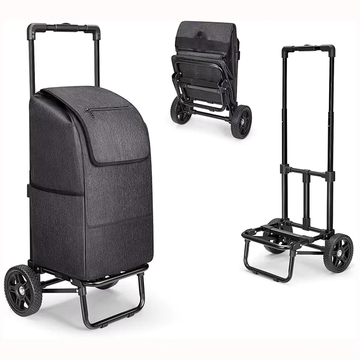 2 in 1 Shopping Cart for Groceries Portable Shopping Cart with Wheels Load Bearing Laundry Basket Hand Truck