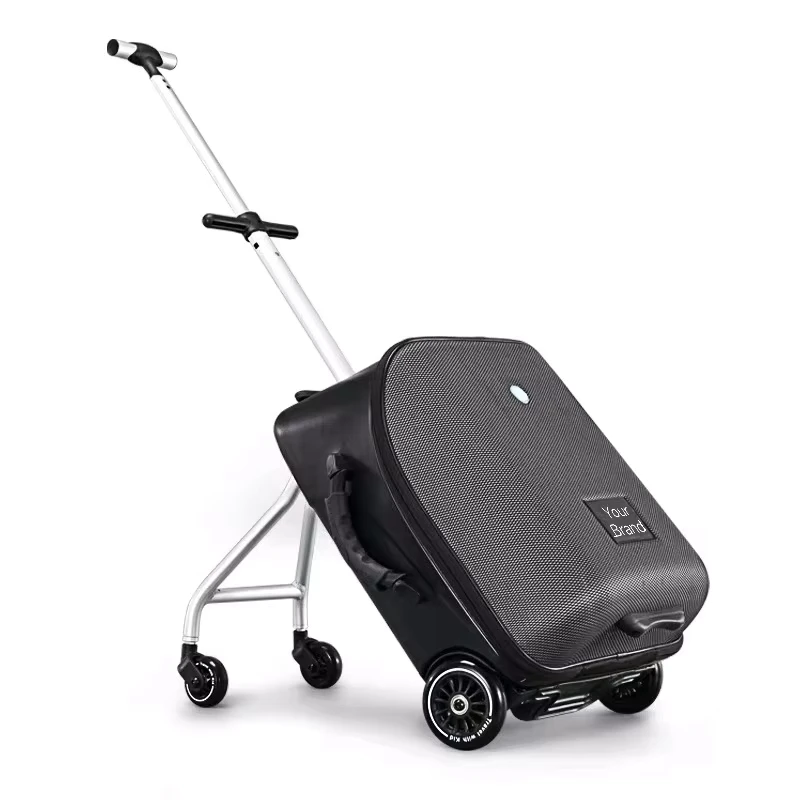 20 Inch Kids Ride on Luggage with Seat 2 in 1 Travel Stroller Suitcase Carry On Cabin Trolley Bag Scooter for Children