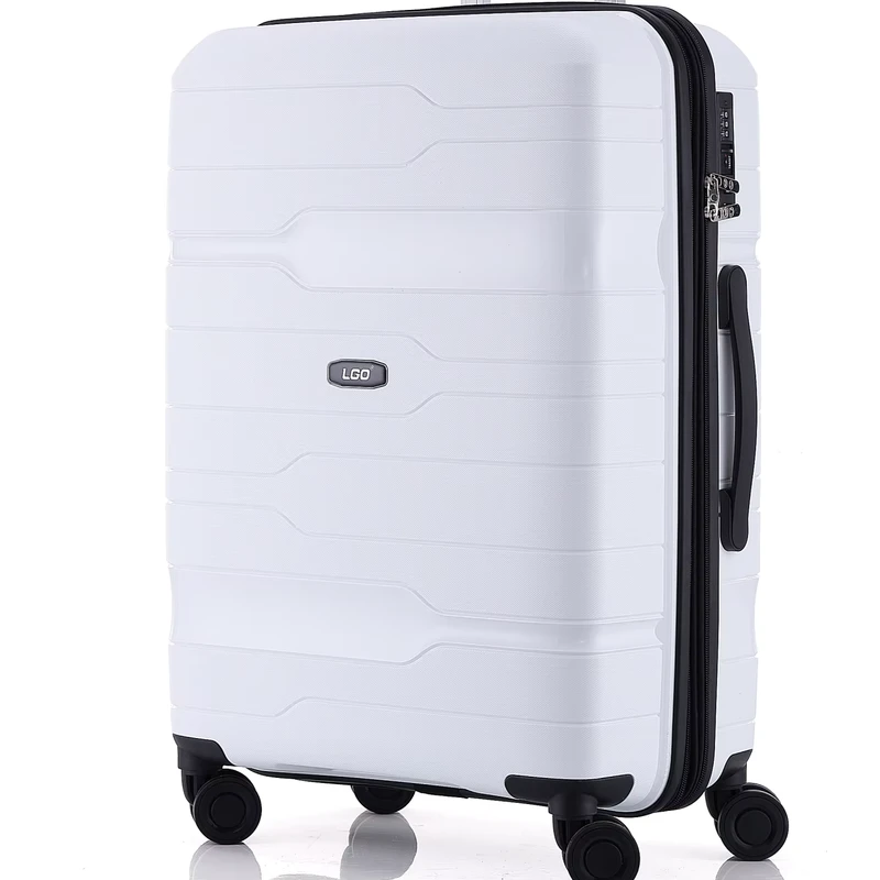 20 Inch White PP Boarding Case Spinner Easy Carry Travel Trolley Suit for Airport Business Trips Waterproof Surface Carton