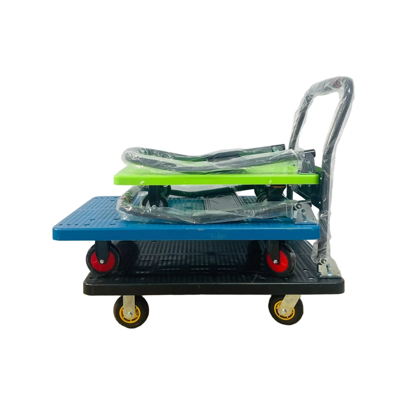 200Kg 400kg 1000kg Industrial Tools Plastic Foldable Platform Flatbed Hand Trolley Four-Wheel Metal OEM Customizable