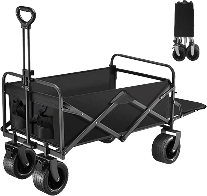 200L Collapsible Heavy Duty Wagons Carts Foldable Utility Beach Wagon with Big Wheels for Sand