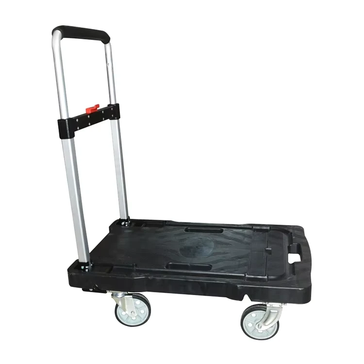 200kg 400kg 500kg Completely Foldable Plastic Nylon Platform Black Hand Trolley