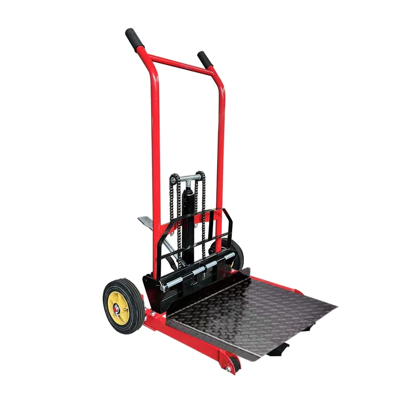 200kg CX Manual Hydraulic Stacker Truck Loading Unloading Forklift Lifting Mobile Trolley Nylon Wheels for Indoor Outdoor