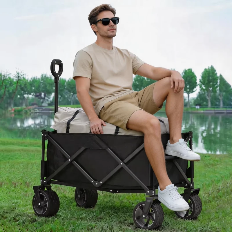 200kg Capacity Gathering Style Camping Wagon 180L Large Volume All Terrain Utility Cart 40HQ FCL Fulfillment