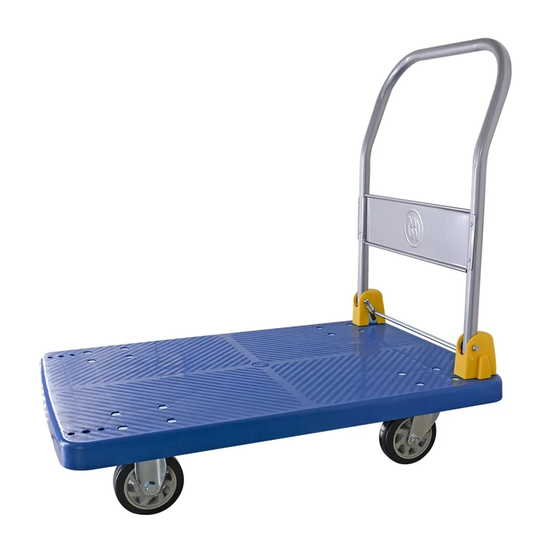 200kg Foldable Hand Cart Trolley with Four Wheel Industrial Plastic Platform Easy Storage for Warehouse Tools