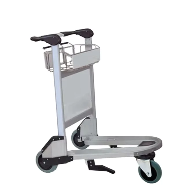 200kg Load Capacity Hand Brake Trolley Cart Airport Pushing Luggage with Four Wheel Mesh Structure