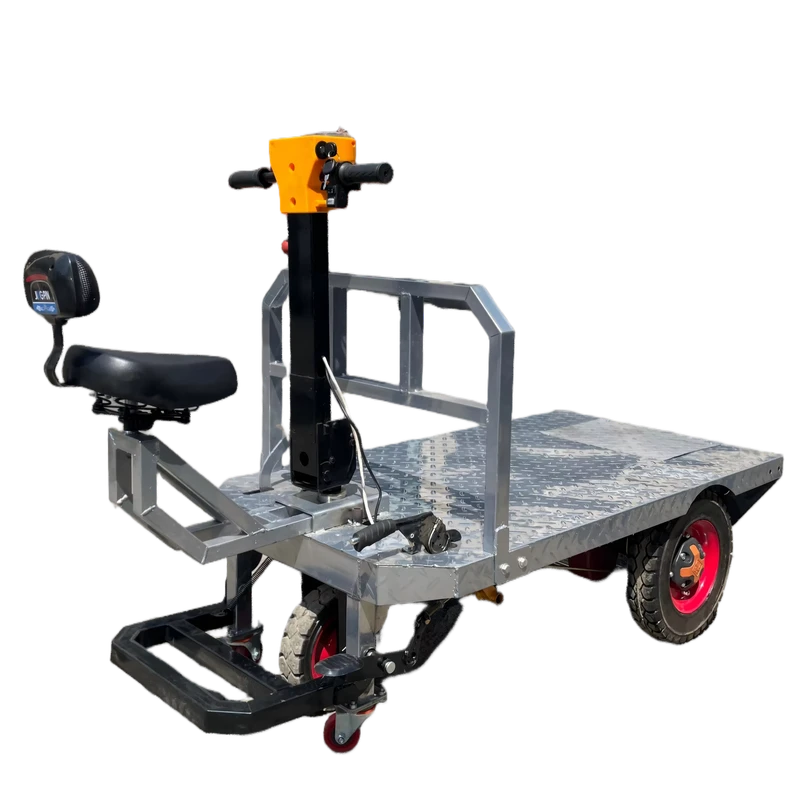 201 Stainless Steel 1800W Electric Flatbed Trolley Three Wheel Construction Hand Transport Cart