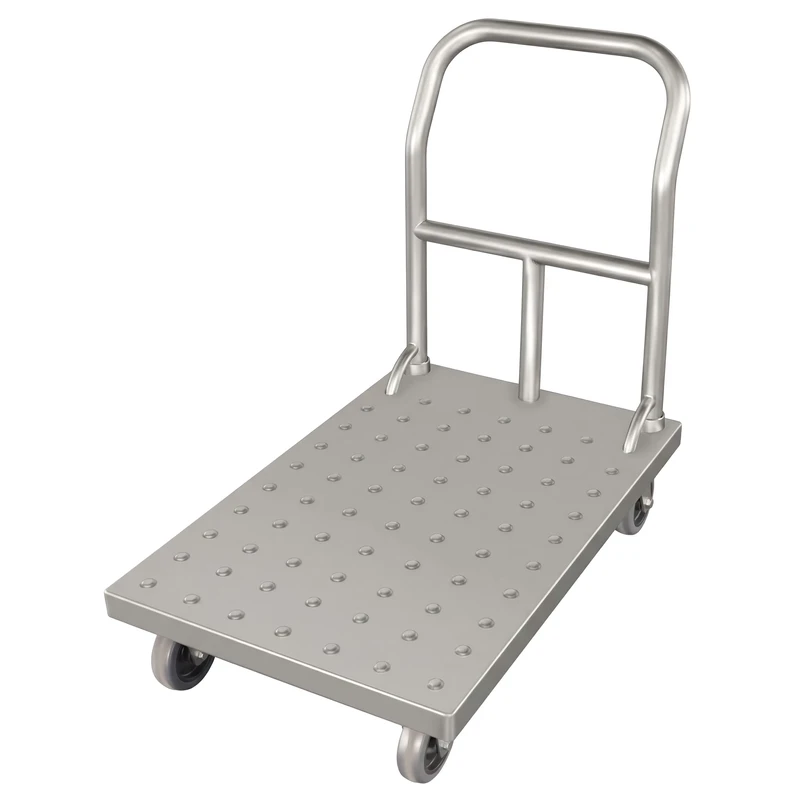 201304 Heavy Duty Utility Cart Stainless Steel Flatbed Platform Trolley for Warehouse Transport