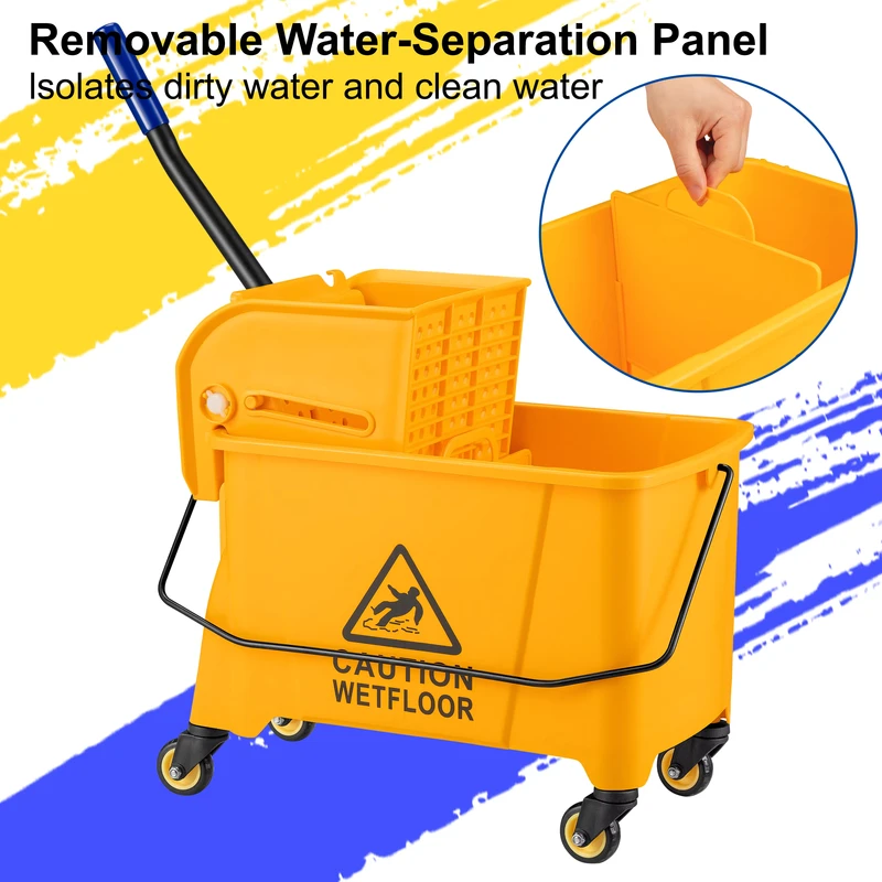 20L Commercial Hand Press Floor Cleaning Cart Heavy Duty Floor Cleaning Mop Bucket
