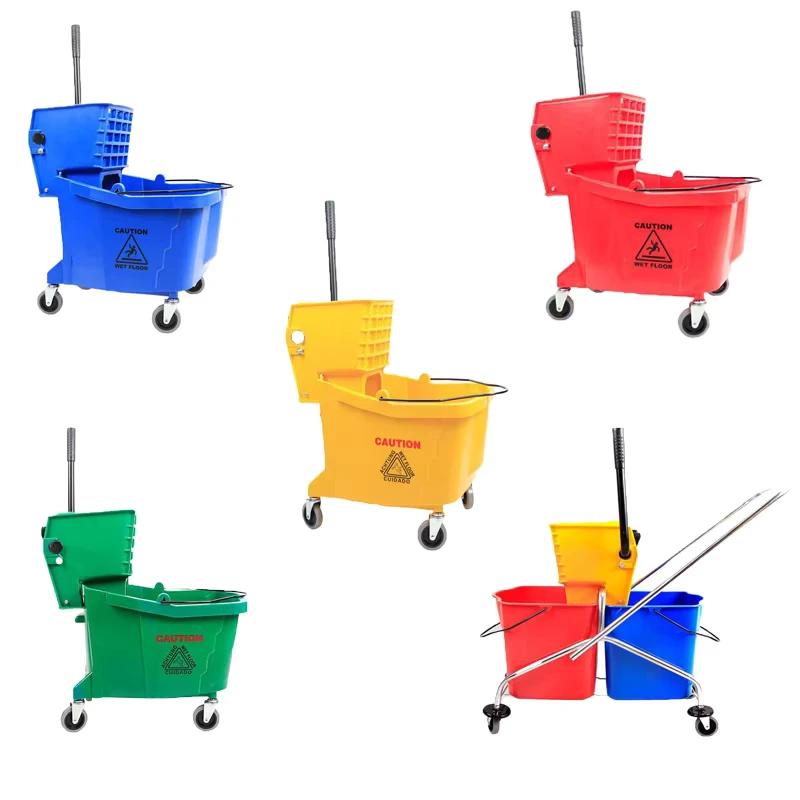 20L Yellow Commercial Medical Metal Hotel Trolley Side Press Wringer Combo Industrial Mop Bucket Cleaning Cart Mop Wringer