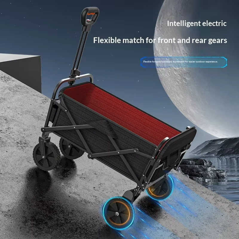 230l 600D Oxford Electric Beach Wagon Folding Garden Cart Foldable Trolley Travel Hand Truck Camping Riding Wagon