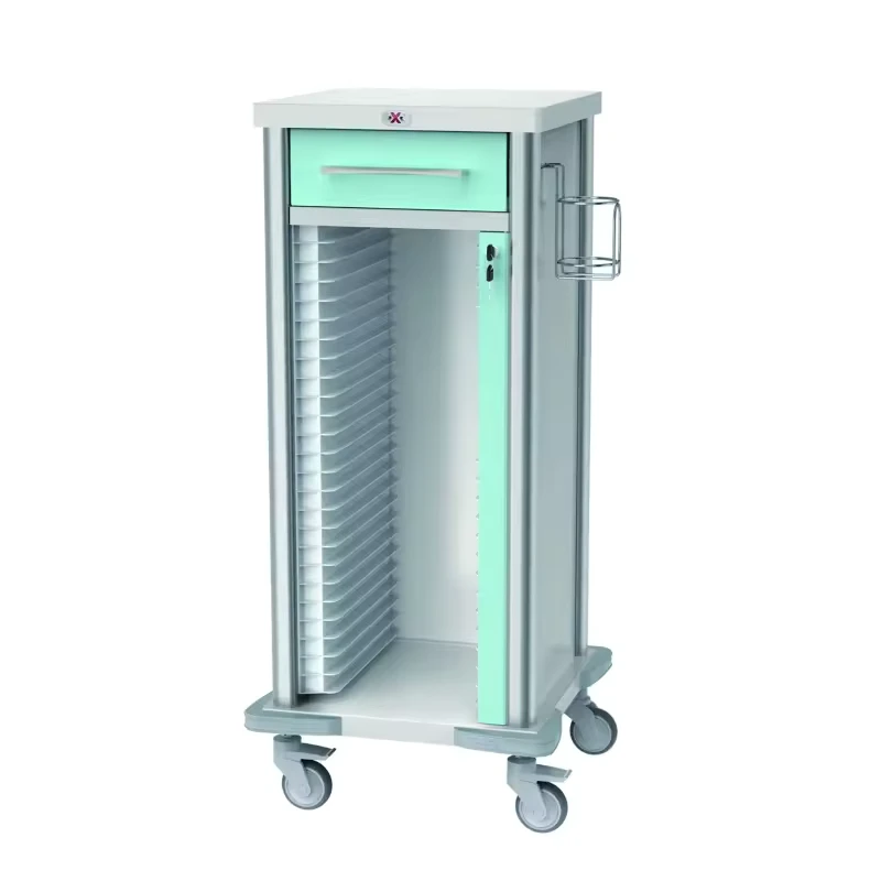 25 Layers Color Steel Modern Durable Medical Record Cart Hospital Aluminum Medical Trolley with Noise Free Swivel Castors
