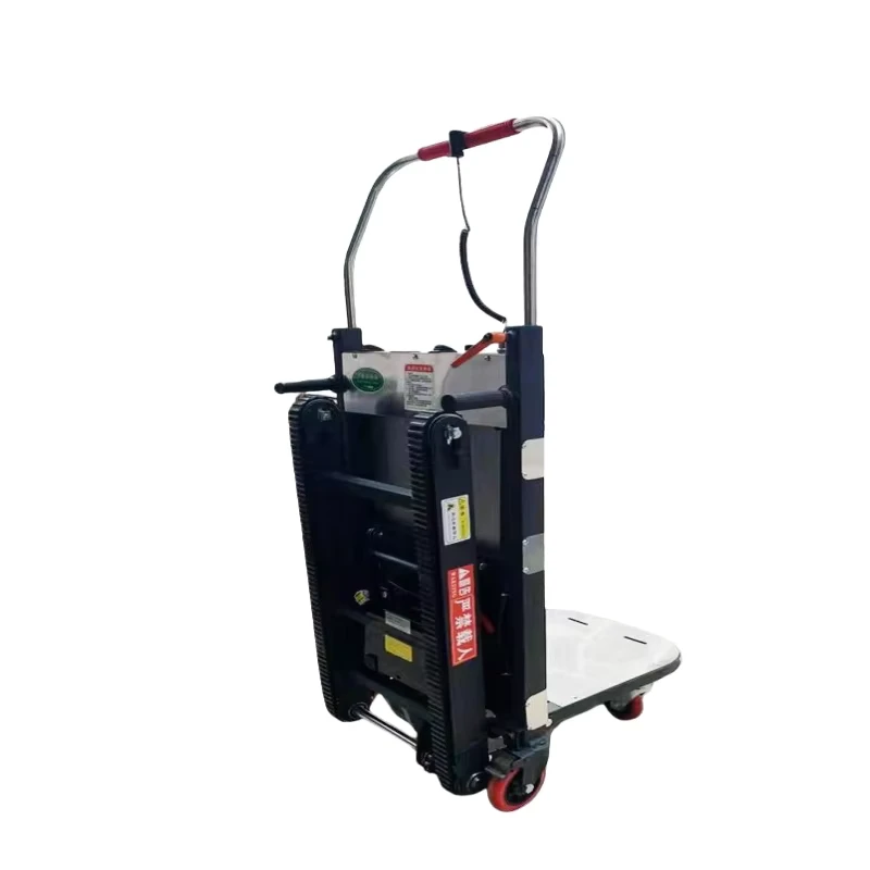 250kg Load Capacity Foldable Four Wheel Electric Stair Climbing Industrial Cart Steel Platform Powder Coated OEM Shopping Tools