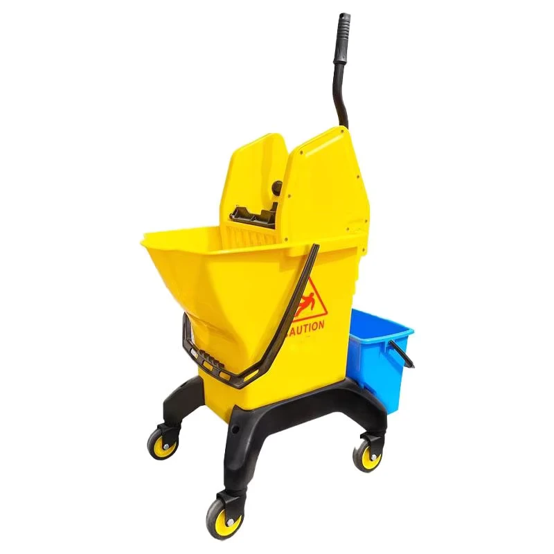 28L Top Press Mop Bucket with Wringer Down Press Squeeze Design Large Capacity PP Cleaning Cart for Home & Commercial Use