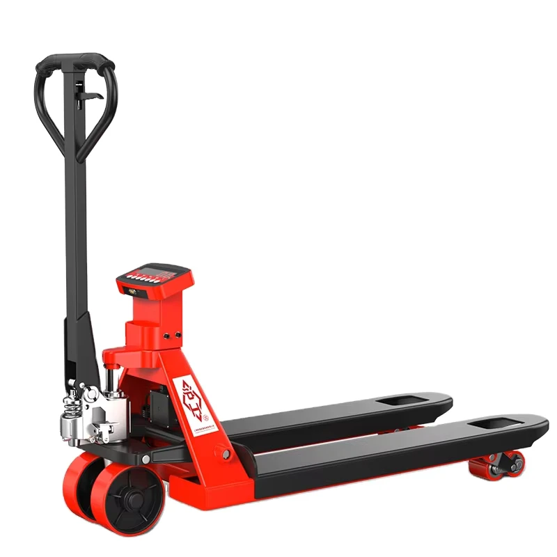 2t 685mm Adjustable Machine Ruw Terrein Load Wheels Hydraulic Hand Lift Jack Hand Pallet Jack Scale 550mm Fork Width 200mm