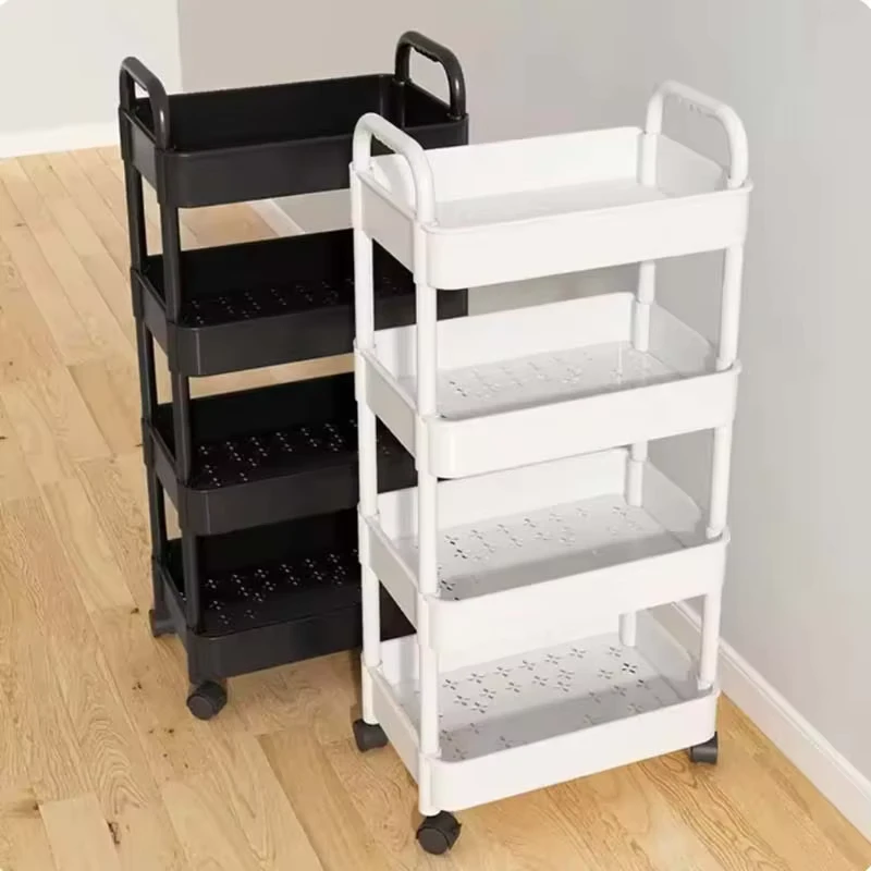 3 4 5 Tier Multi Layer Trolley Rack Kitchen Floor Bedroom Baby Snacks Mobile Small Cart Bathroom Storage Rack Office Livingroom