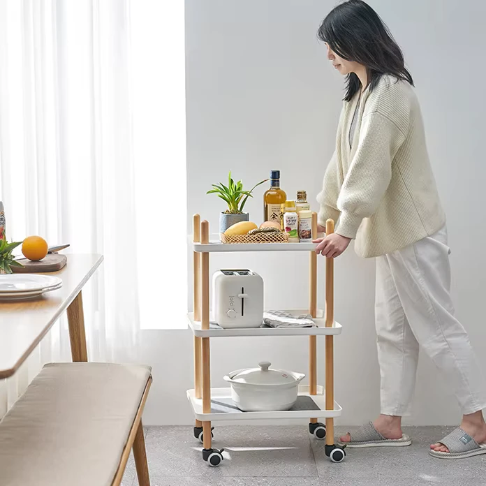 3 Layer Kitchen Salon Trolley Cart Storage Acrylic Trolley Household Bathroom Kitchen Trolley With Wheel