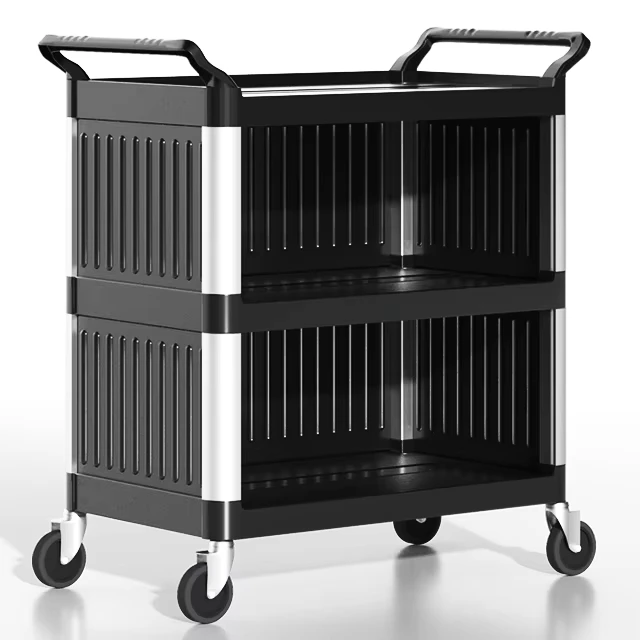 3 Layer Thickened Enclosed Heavy Duty 4 Wheel Plastic Cleaning Cart Hotel Supplies Multifunctional Durable Bowl Collection 800