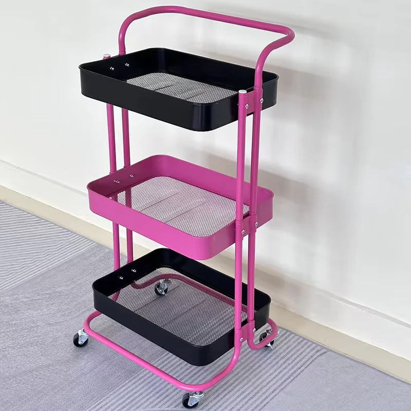 3 Layer Trolley Cart Lacquer Technique Kitchen Storage Rack Tray Hand Carts Trolleys Support All Bathroom Living Room