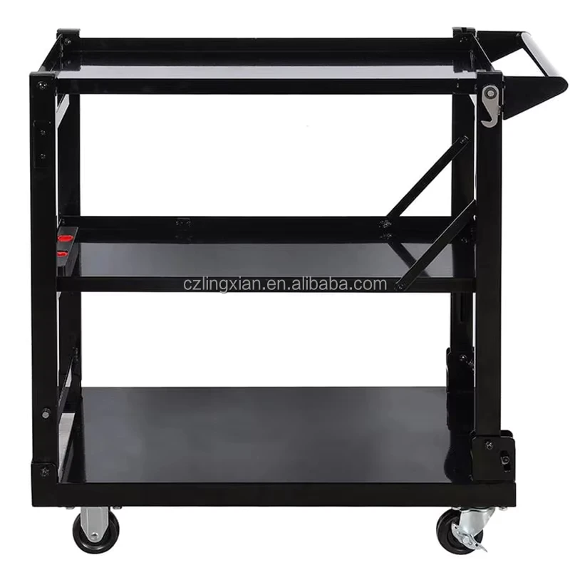 3 Layers 33 Inch W Folding Cabinet Foldable Customizable Utility Cart with 3-Year Warranty