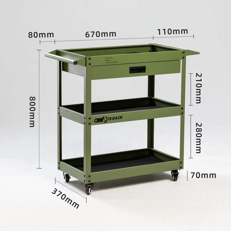 3 Layers Utility Storage Cart Rolling Tool Trolley Cart for Home Restaurant Storage with 4 Wheels