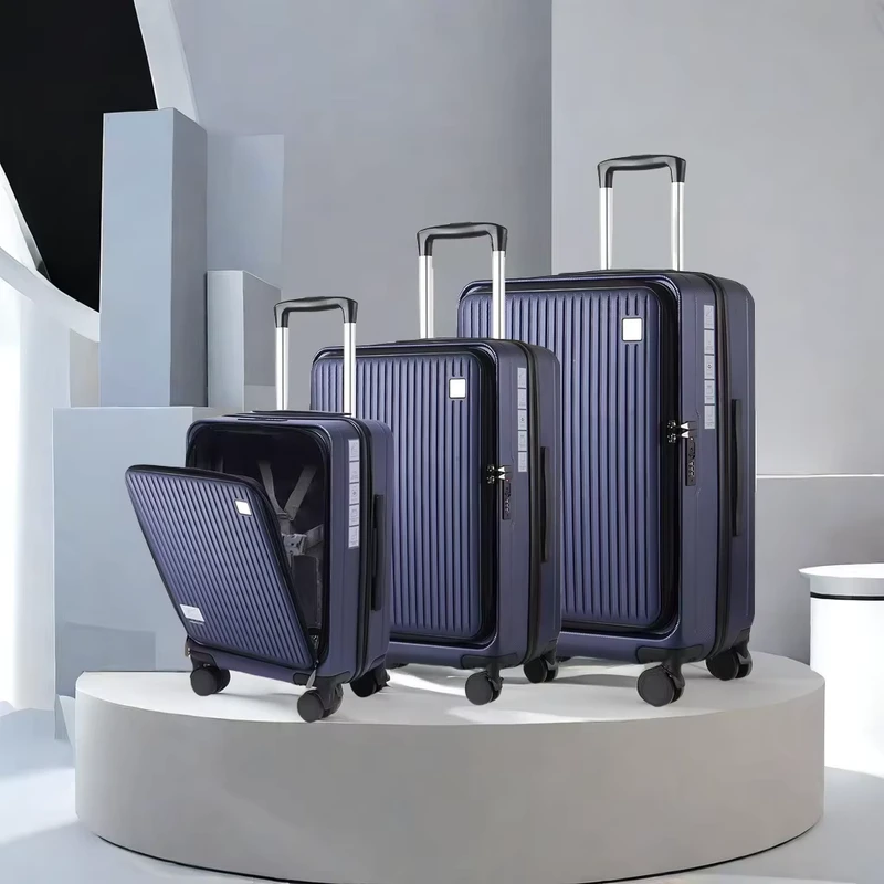 3-Piece Set ABS Multi-Functional Travel Luggage Trolleys 20/24/28in Sizes Anti-Theft Password Polyester