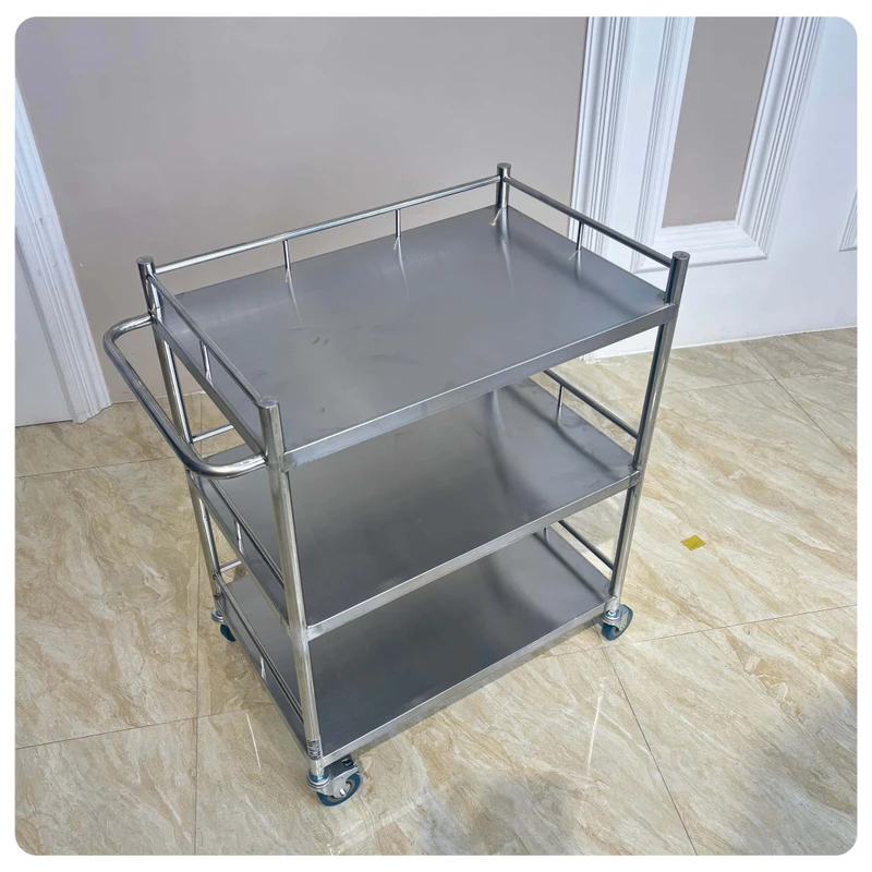 3 Shelves Stainless Steel Hospital Dressing Trolley Hospital Clinic Treatment Cart Trolley