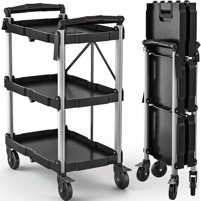 3 Tier 330LBS Capacity Rolling Utility Foldable Cart