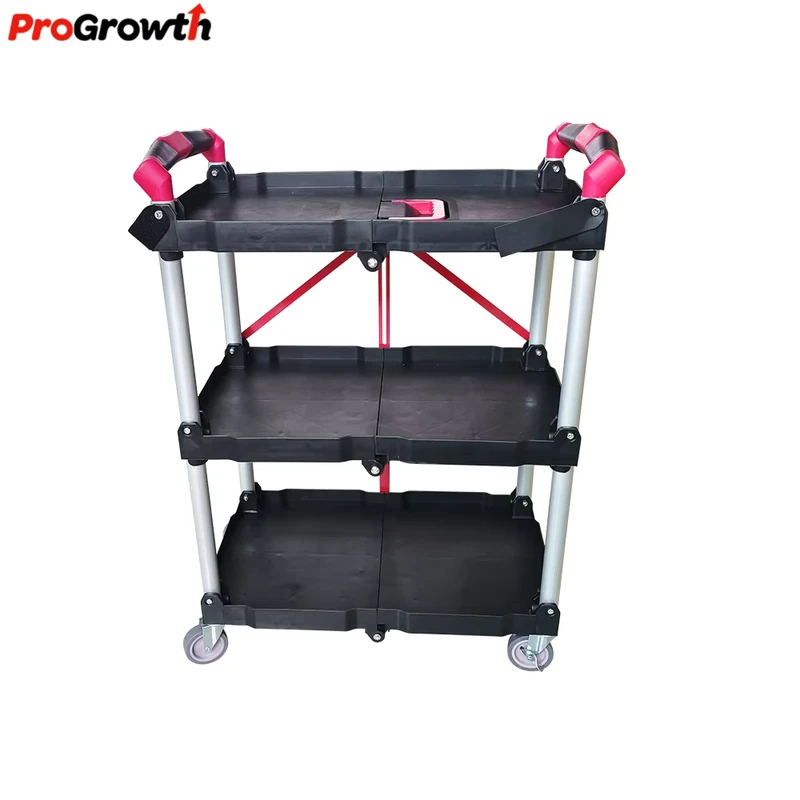 3 Tier Foldable Multifunctional Trolley Household Storage Organization Cart Commercial Plastic Tool Utility Cart