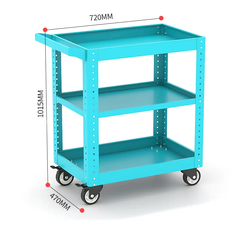 3 Tier Heavy Duty Steel Utility Cart with Drawers Lockable Cabinet for Workshop