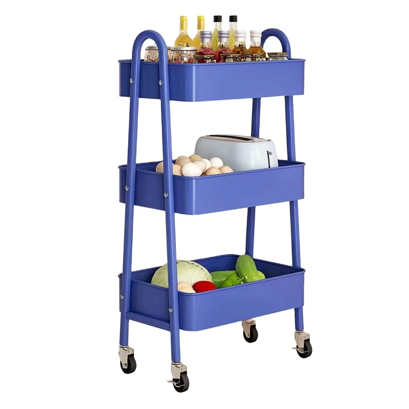 3 Tier Metal Mesh Wire Basket Mobile Rolling Storage Rack Kitchen Utility Shelf Cart Trolley with Wheels