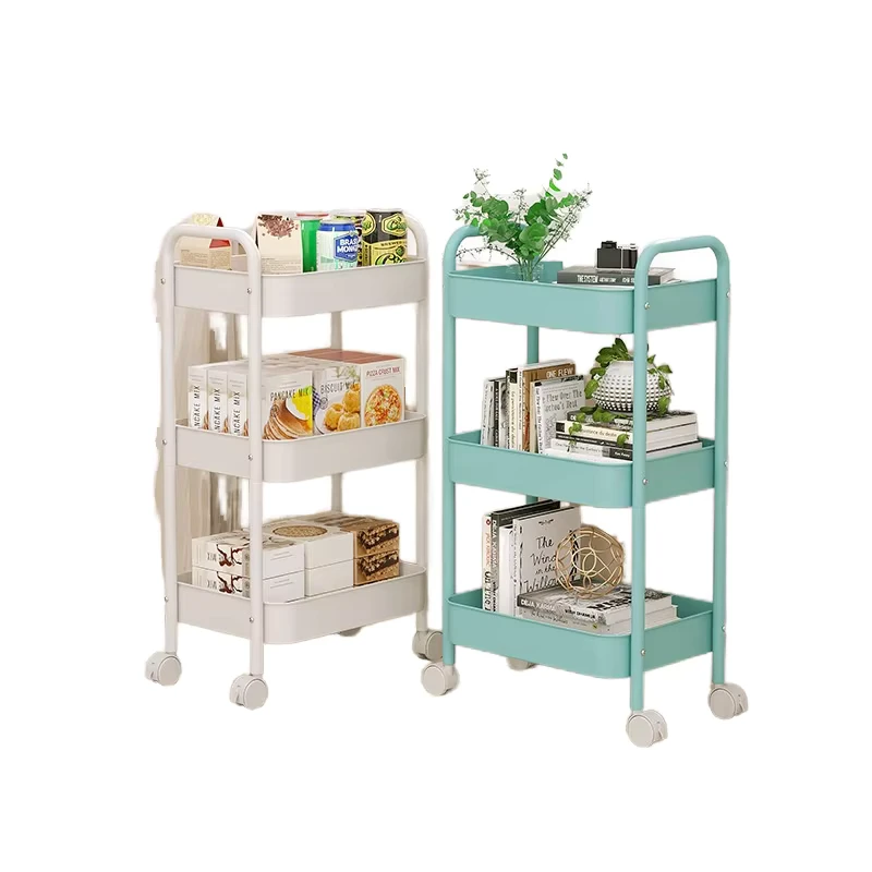 3 Tier Mobile Carbon Steel Utility Cart Caster Wheels Modern Design for Kitchen Bathroom Storage Multifunctional Tool Organizer