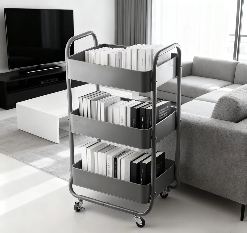 3 Tier Mobile Rolling Utility Storage Trolley Cart Metal Beauty Salon Rack Practical Convenient