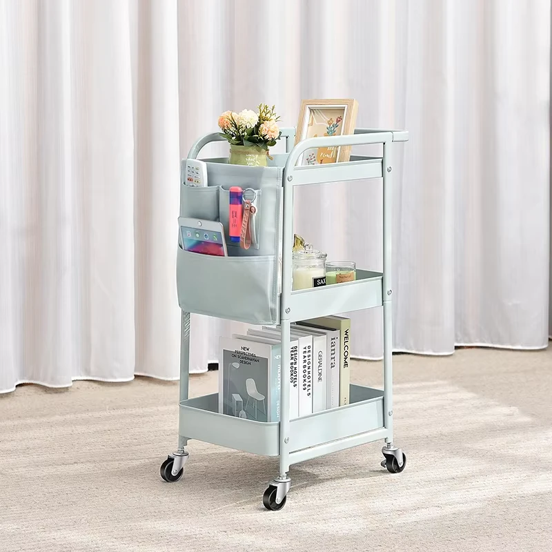 3 Tier Modern Movable Organizer Kitchen Home Storage Rack Utility Rolling Trolley Cart with Canvas Bag