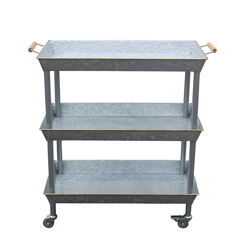3 Tier Multifunctional Steel Rolling Tool Trolley Cart Sturdy Home Storage Utility Shelf Organizer Mobile Trolley Cart