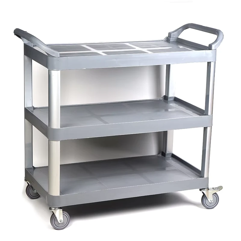 3 Tier Plastic Food Serving Trolley Kitchen Equipment for Dining Service Restaurant Food Cart Service Trolley