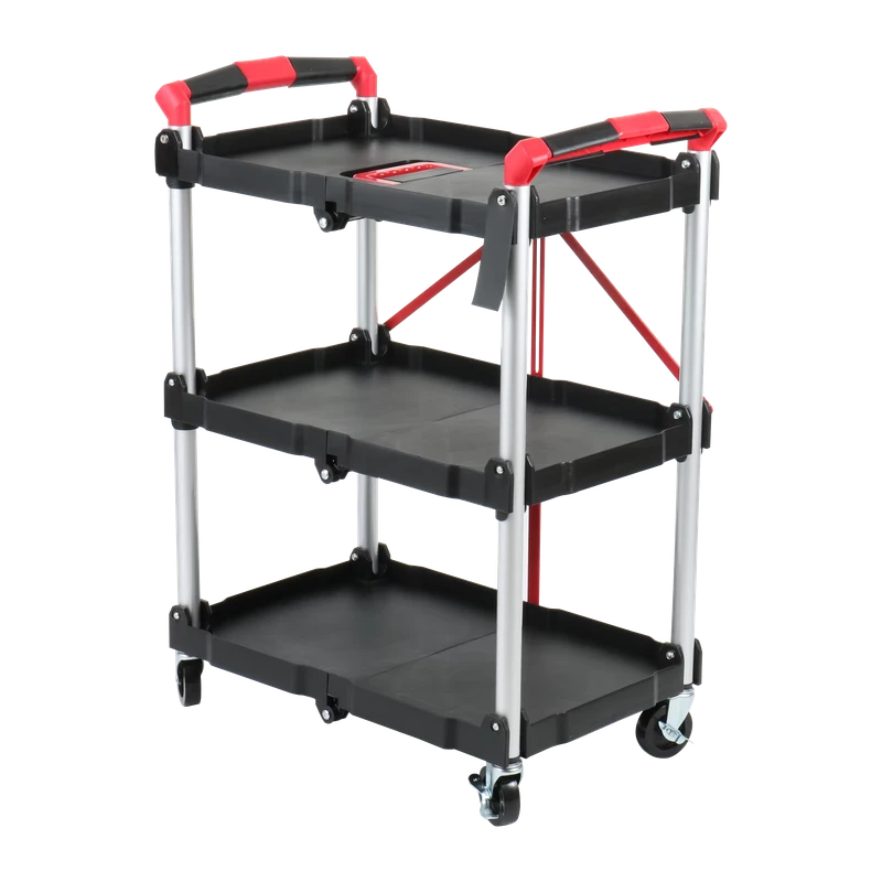 3 Tier Portable Plastic Folding Service Utility Carts