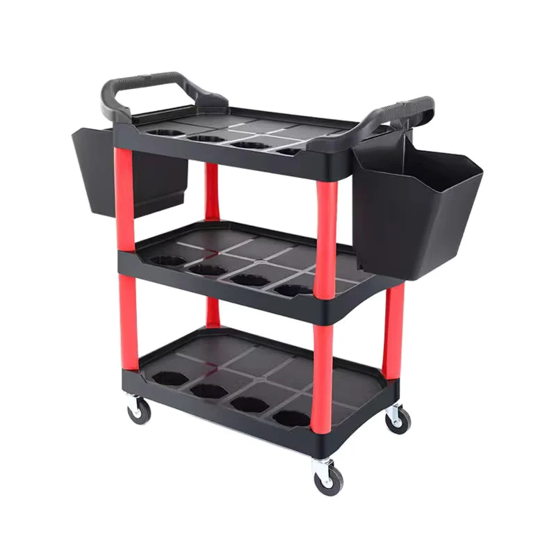 3 Tier Rolling Auto Detailing Cart with Wheels OEM OBM Customizable Storage Tool for Car Wash Garage Workshop & Repair Shop