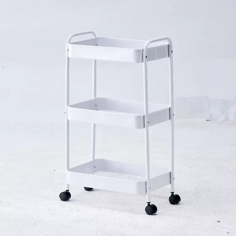 3 Tier Rolling Craft Storage Trolley Organizer Metal Makeup Serving Cart for Salon Bathroom for Living Room Food Storage