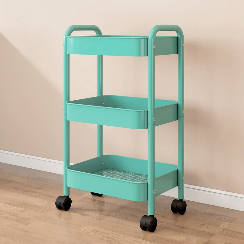 3 Tier Rolling Storage Cart Heavy Duty Mobile Utility Cart Multi Purpose Metal Organizer Trolley with Wheels