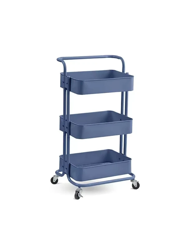 3 Tier Rolling Storage Cart With Handle Wheels Household Organizer Trolley for Bedroom Bathroom Kitchen Balcony Snack Toy