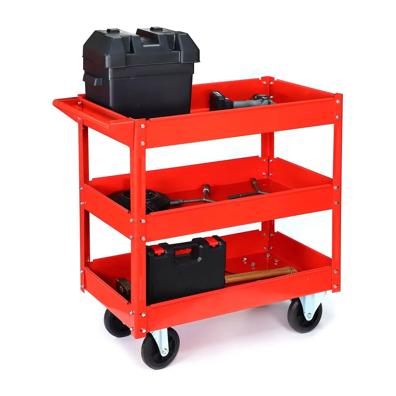 3 Tier Rolling Tool Cart Utility Service Cart Wheel Hand Carts for Repair Shop Garage Warehouse