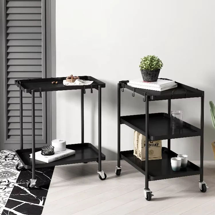 3 Tier Rolling Utility Cart Storage Shelves Multifunction Storage Trolley Service Cart with Mesh Basket Handles and Wheels