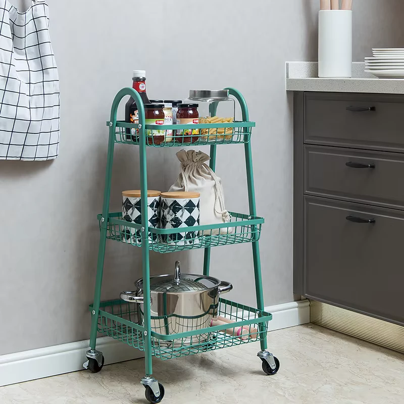 3 Tier Rolling Utility Cart Storage Trolley Service Cart with Wheels Easy Assembly for Kitchen Living Room Office Salon
