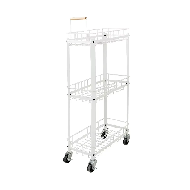 3 Tier Slim Metal Rolling Utility Cart Kitchen Trolley Rolling Storage Cart Utility Trolly