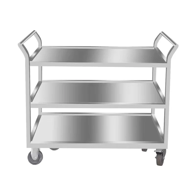 3 Tier Stainless Steel Dining Service Cart Hotel Kitchen Equipment for Food Beverage for Restaurants Hotels