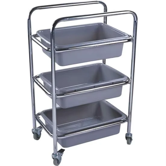 3 Tier Stainless Steel Kitchen Service Trolley Restaurant Food Pan Cleaning Carts for Tea Serving